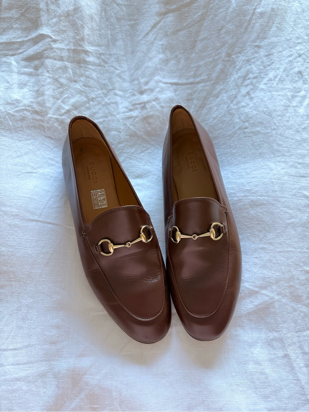 Gucci Brown Leather Loafers with Gold Horsebit